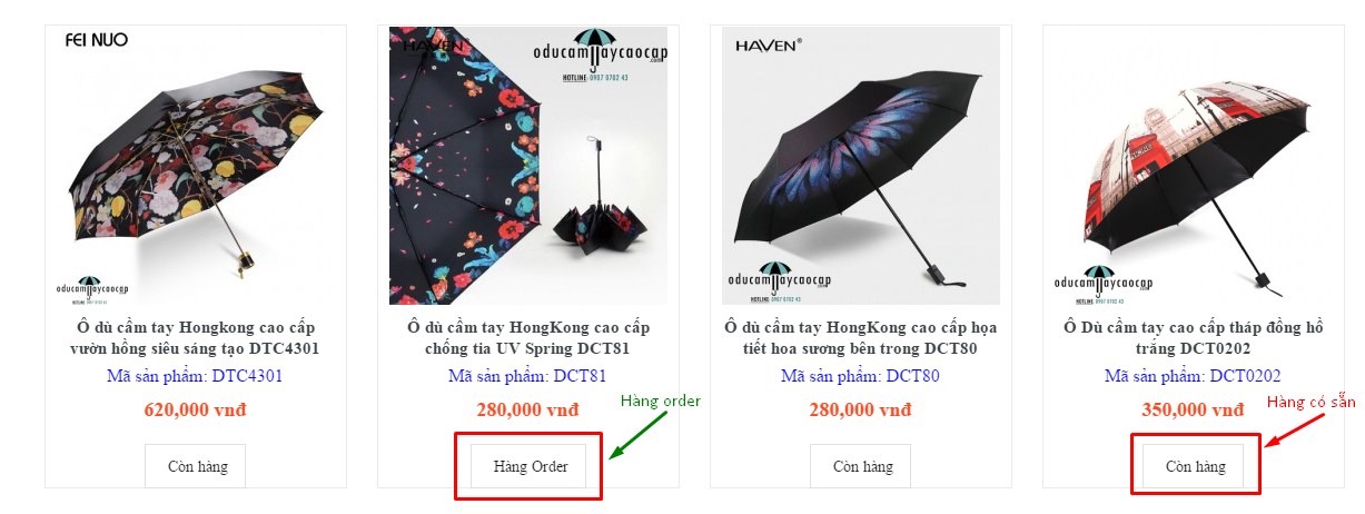 Hướng dẫn cách mua ô dù cầm tay cao cấp có sẵn tại Oducamtaycaocap.com