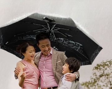 Two automatic umbrellas pick up ideas from the two most romantic cities in the world