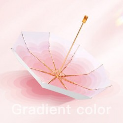 Pink Romantic Gradient - [GẤP 3 - TÁN BẠC KÉP -99CM] Ô dù cầm tay cao cấp tán bạc 2 lớp kép gập 3 tay cầm gỗ