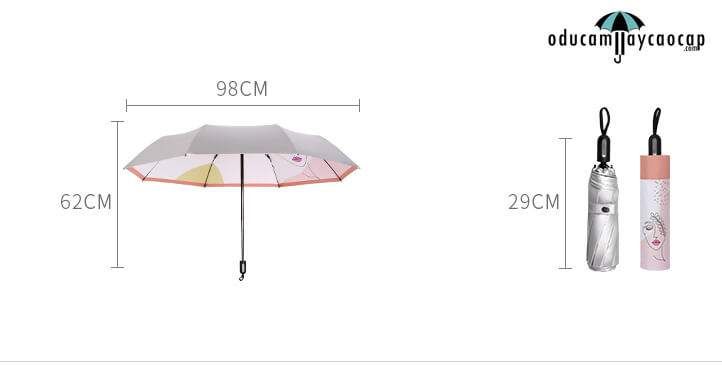 ô dù cầm tay cao cấp 3 gấp chống UV tán bạc Hoa loa kèn