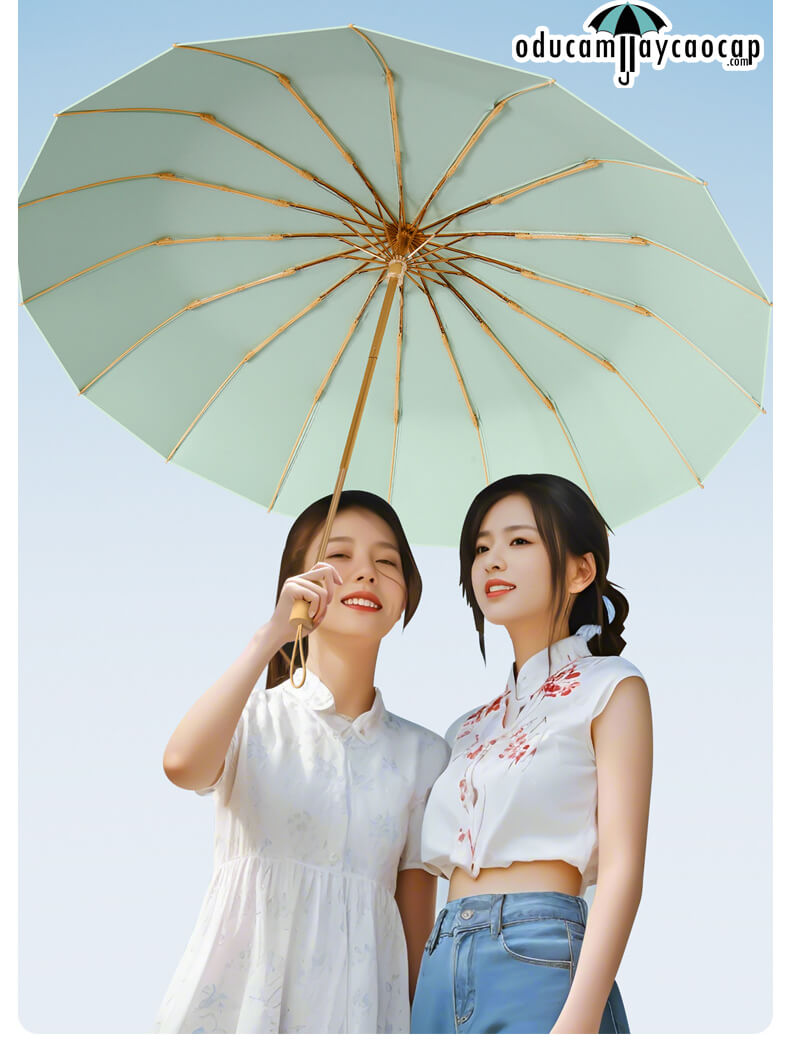 Ô dù cầm tay cao cấp 16 xương gập 3 tay cầm gỗ Ô dù cầm tay cao cấp 16 xương gập 3 tay cầm gỗ