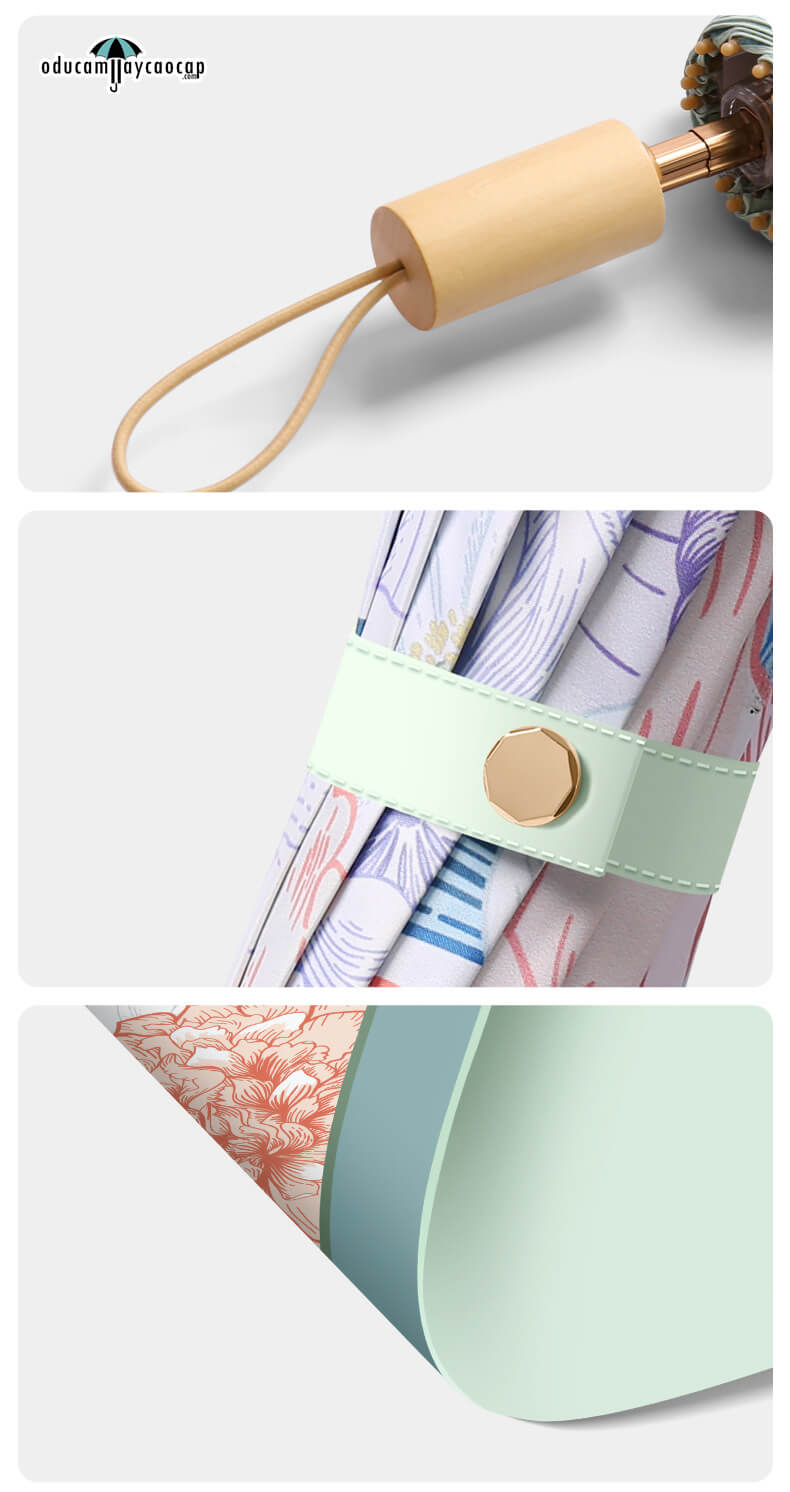 Ô dù cầm tay cao cấp 16 xương gập 3 tay cầm gỗ Ô dù cầm tay cao cấp 16 xương gập 3 tay cầm gỗ