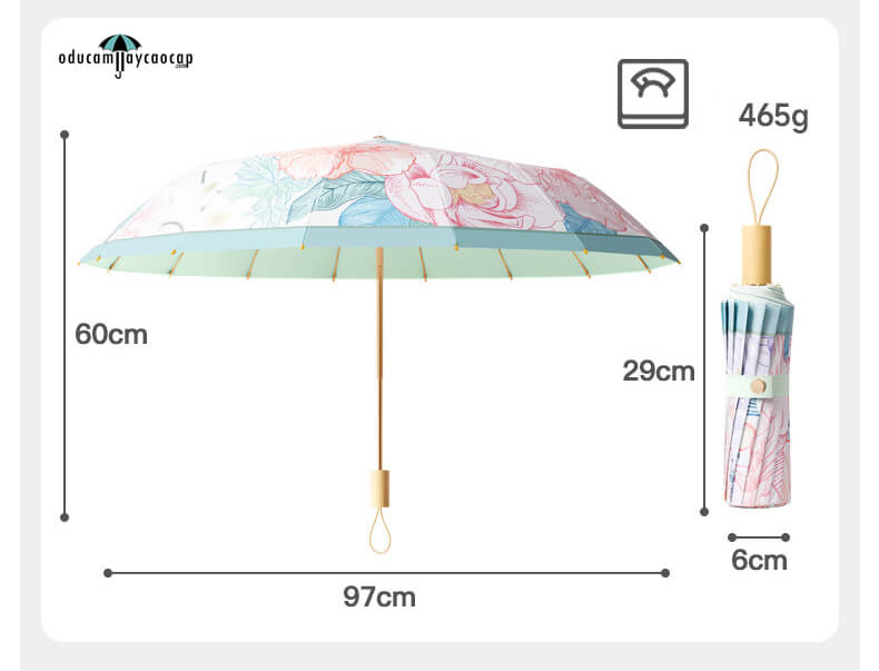 Ô dù cầm tay cao cấp 16 xương gập 3 tay cầm gỗ Ô dù cầm tay cao cấp 16 xương gập 3 tay cầm gỗ