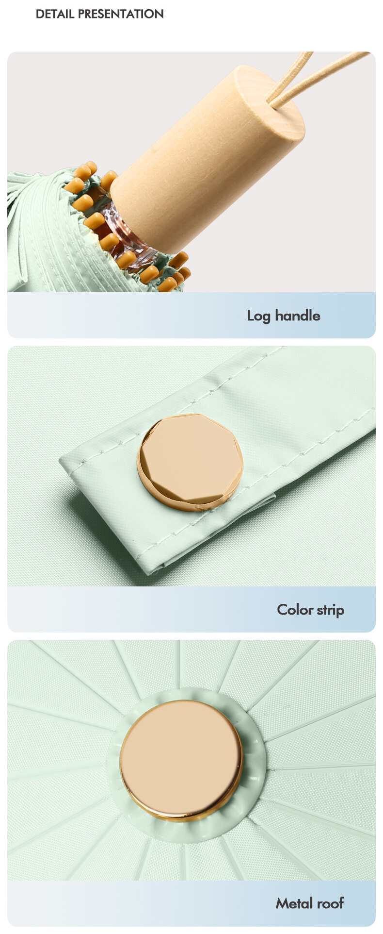 [GẬP 3 - 16 XƯƠNG - 100CM] Ô dù cầm tay cao cấp gập 3, 16 xương họa tiết, tay cầm gỗ