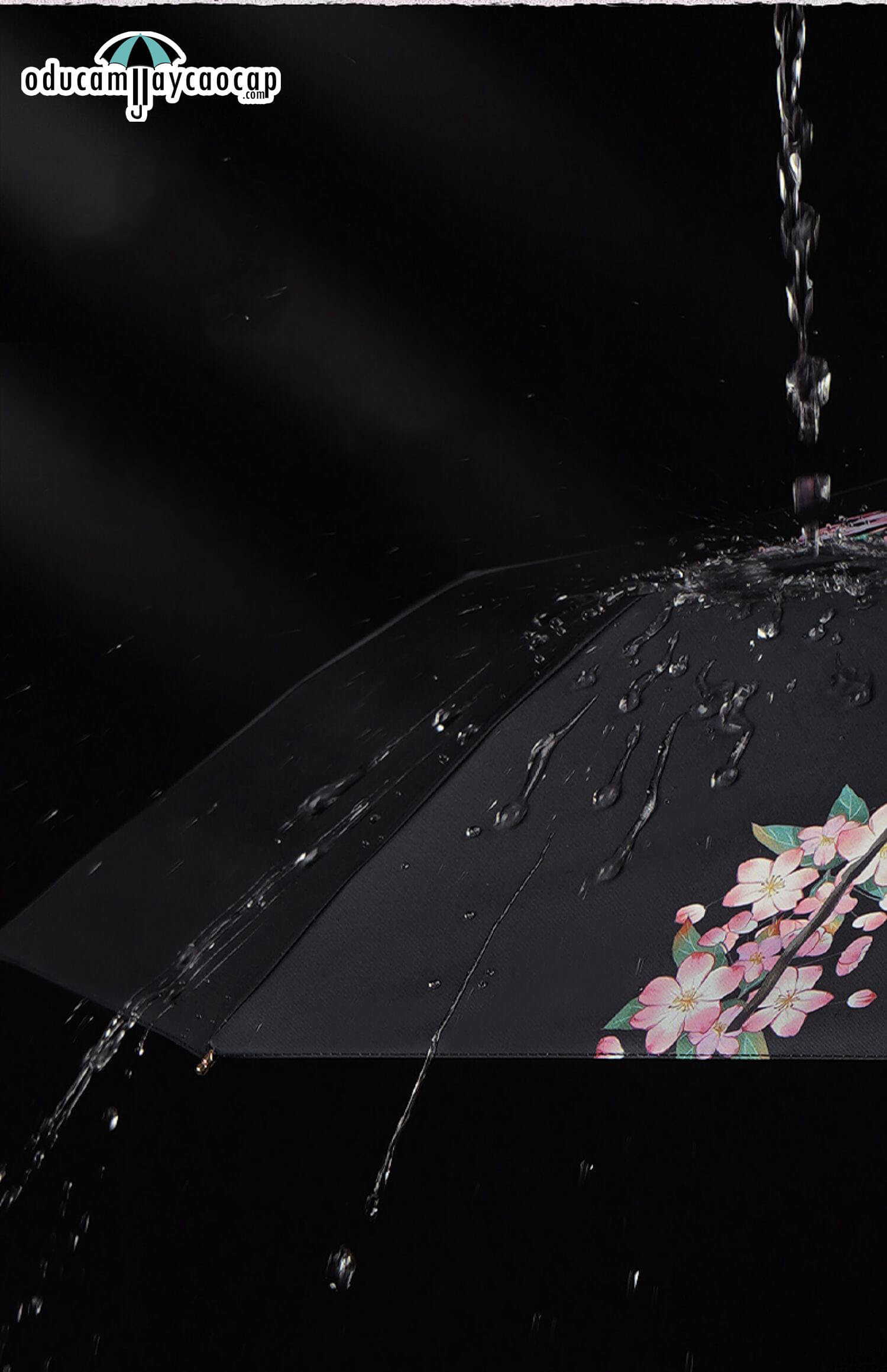 Evening Begonia - [16 XƯƠNG - 102CM - Ô DÙ GẬP 3 - 2 LỚP KÉP] - Ô dù cầm tay cao cấp gập 3 ,16 xương tay cầm gỗ, 2 tán kép họa tiết, chống UV