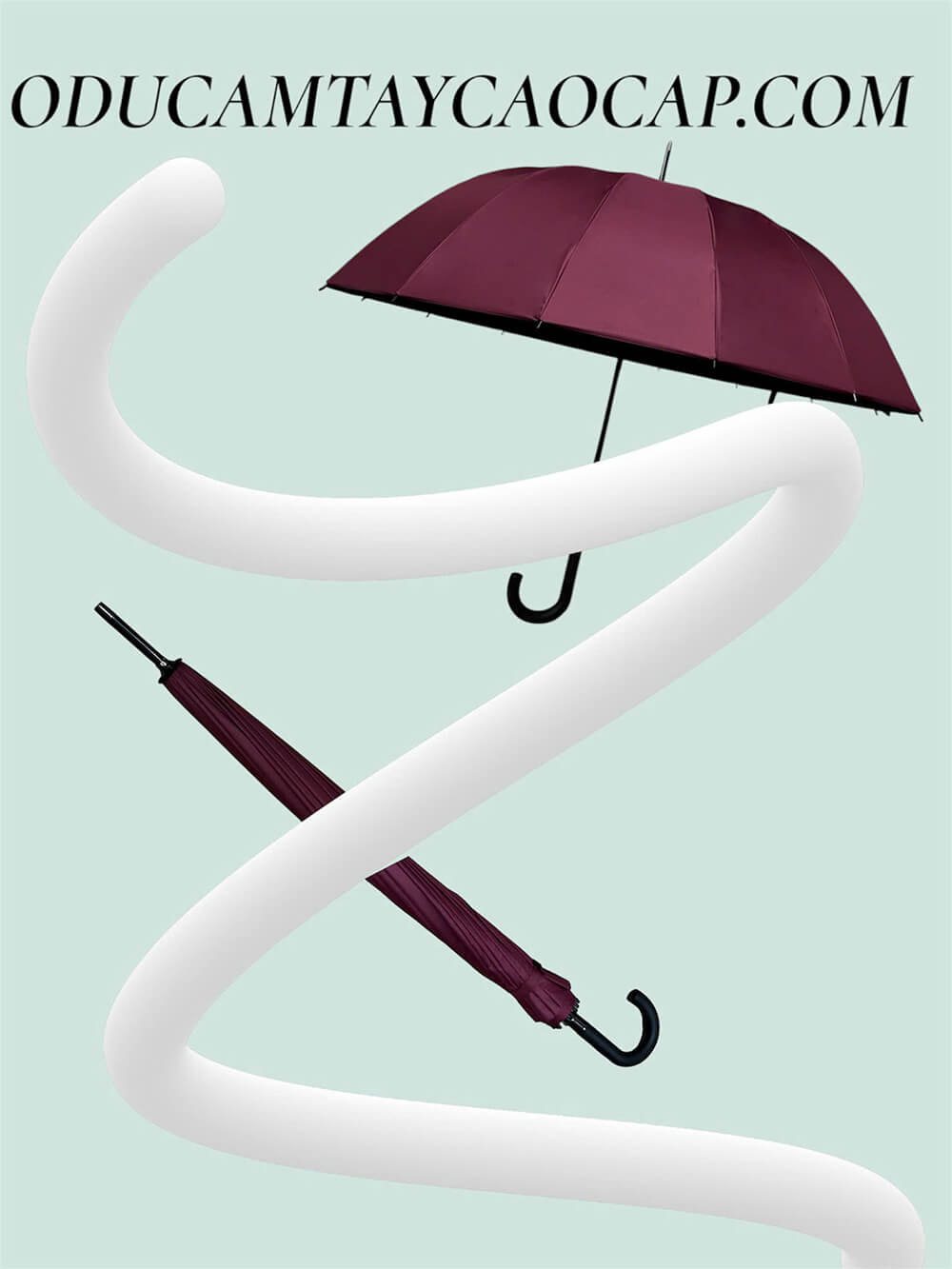 Ô dù cầm tay cán dài che mưa, che nắng tay cầm cong với đường kính 118cm