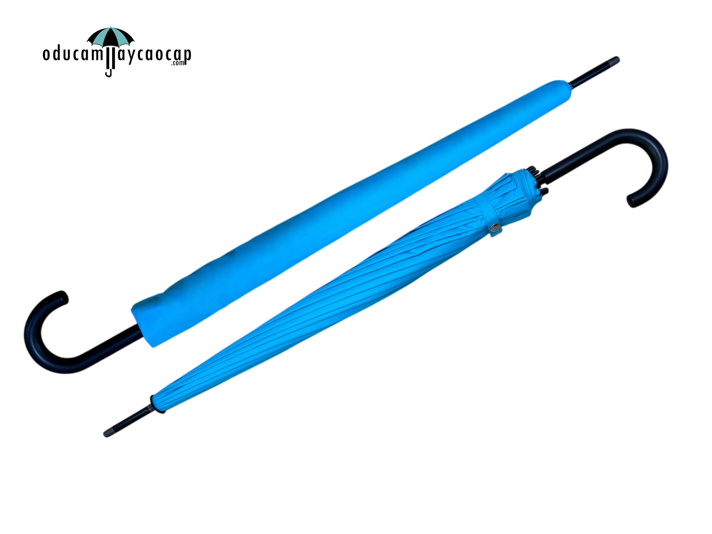 Ô dù cầm tay cán dài che mưa, che nắng tay cầm cong với đường kính 118cm