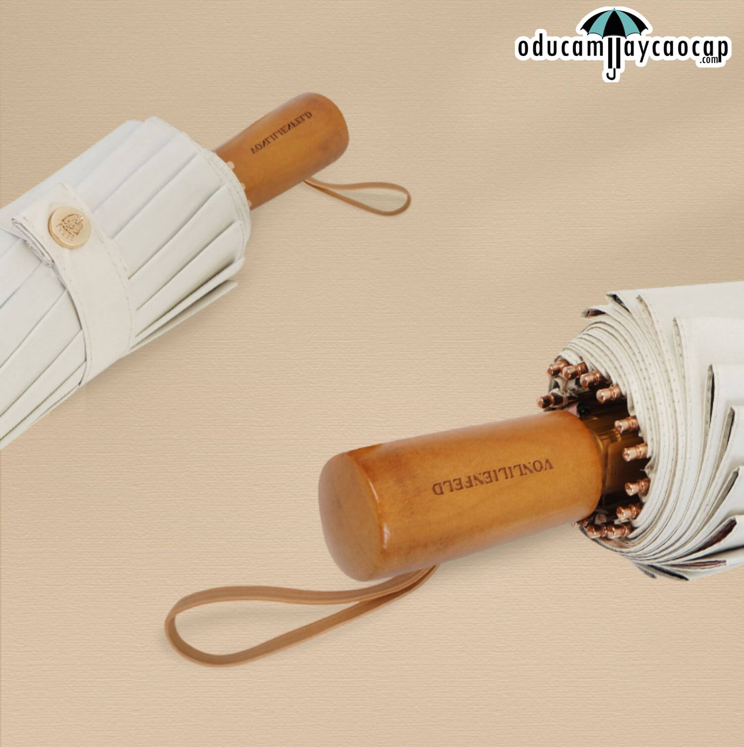  Ô dù cầm tay cao cấp gập 3 ,16 xương tay cầm gỗ, 2 tán kép họa tiết, chống UV