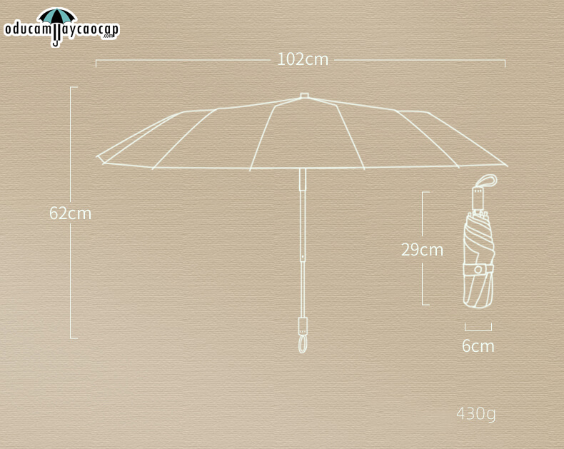  Ô dù cầm tay cao cấp gập 3 ,16 xương tay cầm gỗ, 2 tán kép họa tiết, chống UV