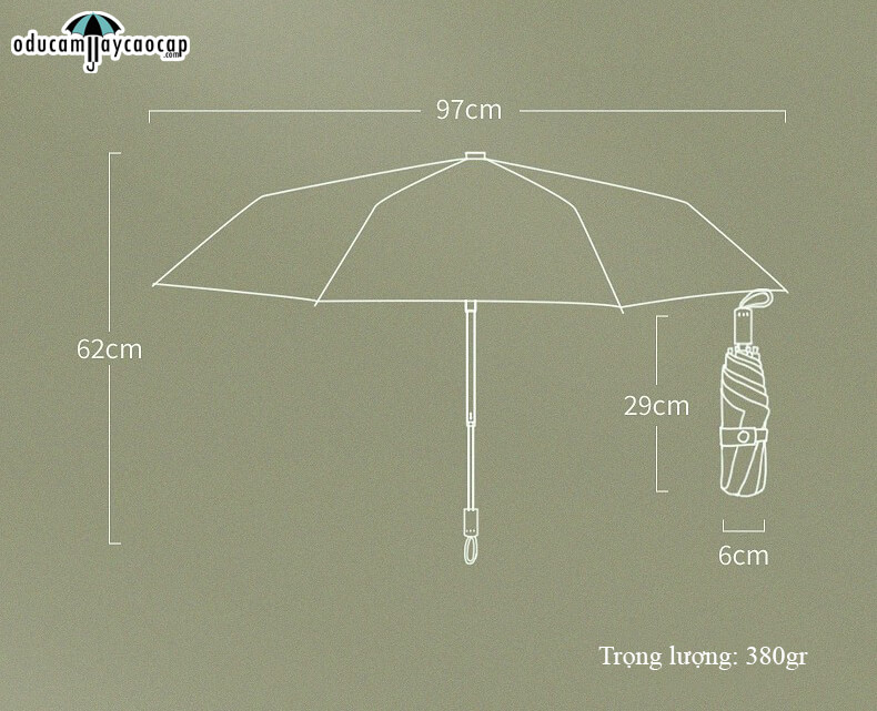 Ô dù cầm tay cao cấp gấp 3 siêu sang trọng