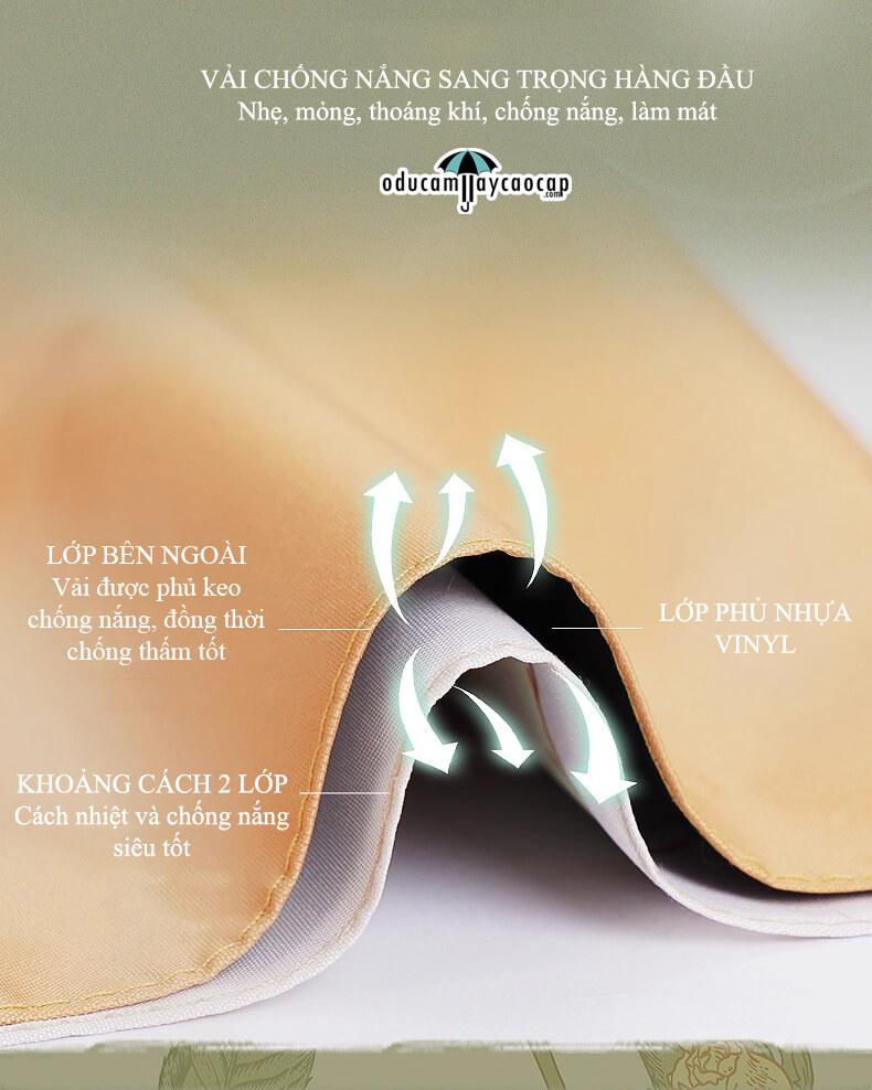 Ô dù cầm tay cao cấp gấp 3 siêu sang trọng