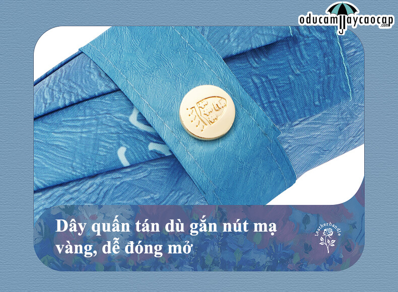 Blue Floral Design - [SIÊU SANG - GẤP 3 - 8 XƯƠNG] Ô dù cầm tay cao cấp gấp 3 siêu sang trọng, tay cầm gỗ, tán kép 2 lớp