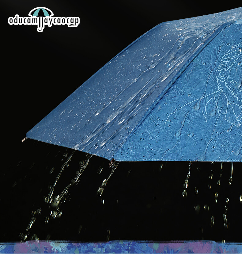 Blue Floral Design - [SIÊU SANG - GẤP 3 - 8 XƯƠNG] Ô dù cầm tay cao cấp gấp 3 siêu sang trọng, tay cầm gỗ, tán kép 2 lớp