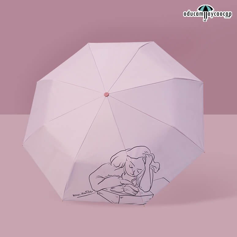 Interior with a Young Girl (Girl Reading) - [SIÊU SANG - GẤP 3 - 8 XƯƠNG] Ô dù cầm tay cao cấp gấp 3 siêu sang trọng, tay cầm gỗ, tán kép 2 lớp