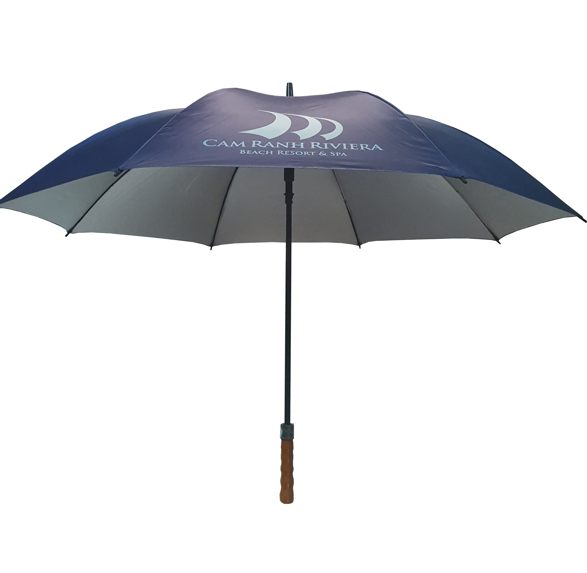 Chiếc ô dù cầm tay quảng cáo cán dài in logo của Cam Ranh Riviera Beach Resort & Spa