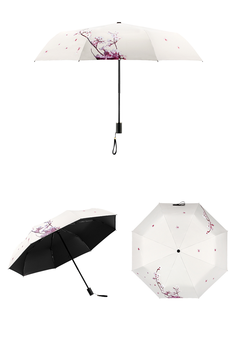 High quality compact umbrella Hongkong high-end anti-UV sunglasses Cherry Blossom (beige-colored)