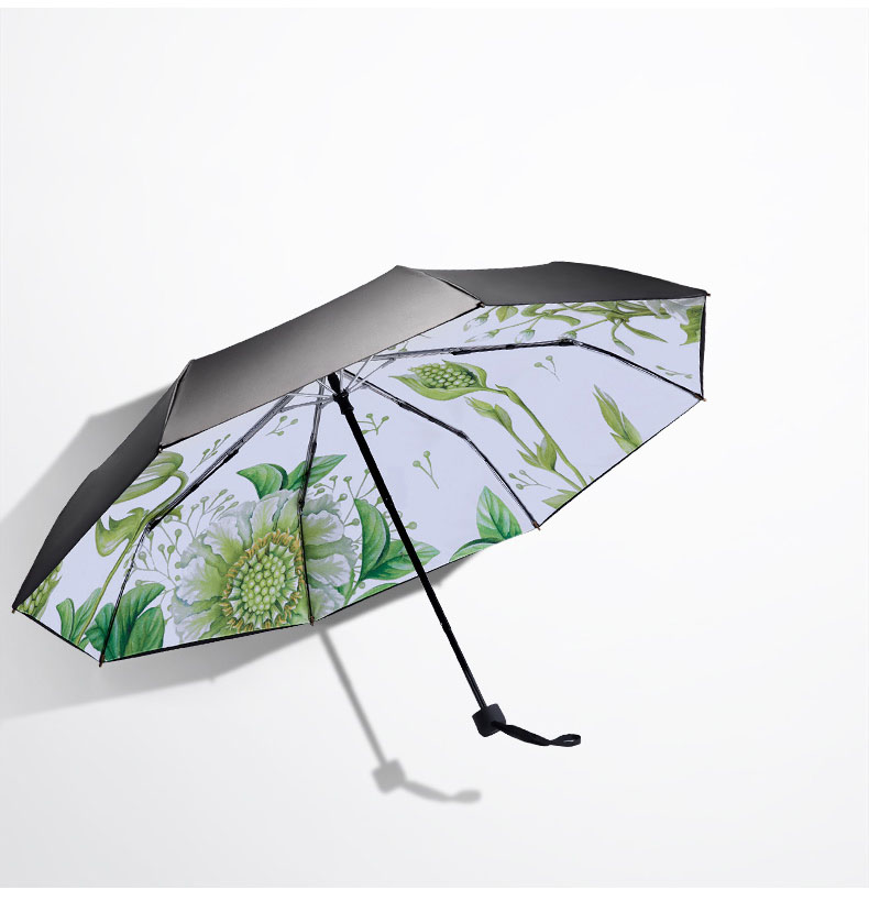 Ô dù cầm tay cao cấp Hongkong chống tia UV hoa trắng xanh