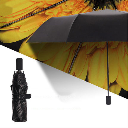 High quality compact umbrella Hong Kong's high-end handmade anti-UV chrysanthemum yellow flowers