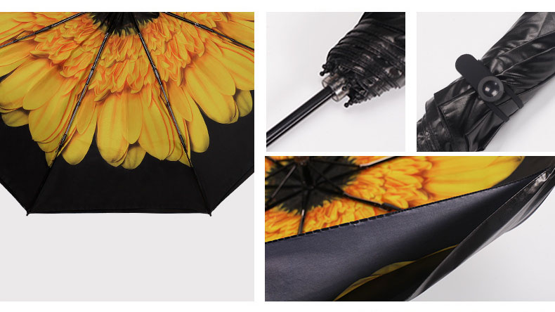 High quality compact umbrella Hong Kong's high-end handmade anti-UV chrysanthemum yellow flowers