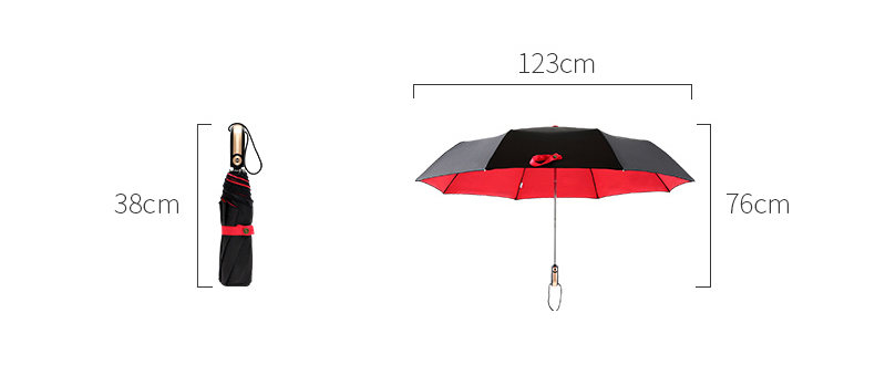 [TỰ ĐỘNG LỚN] Ô dù cầm tay tự động cao cấp Hongkong chống tia UV 2 lớp đen đỏ