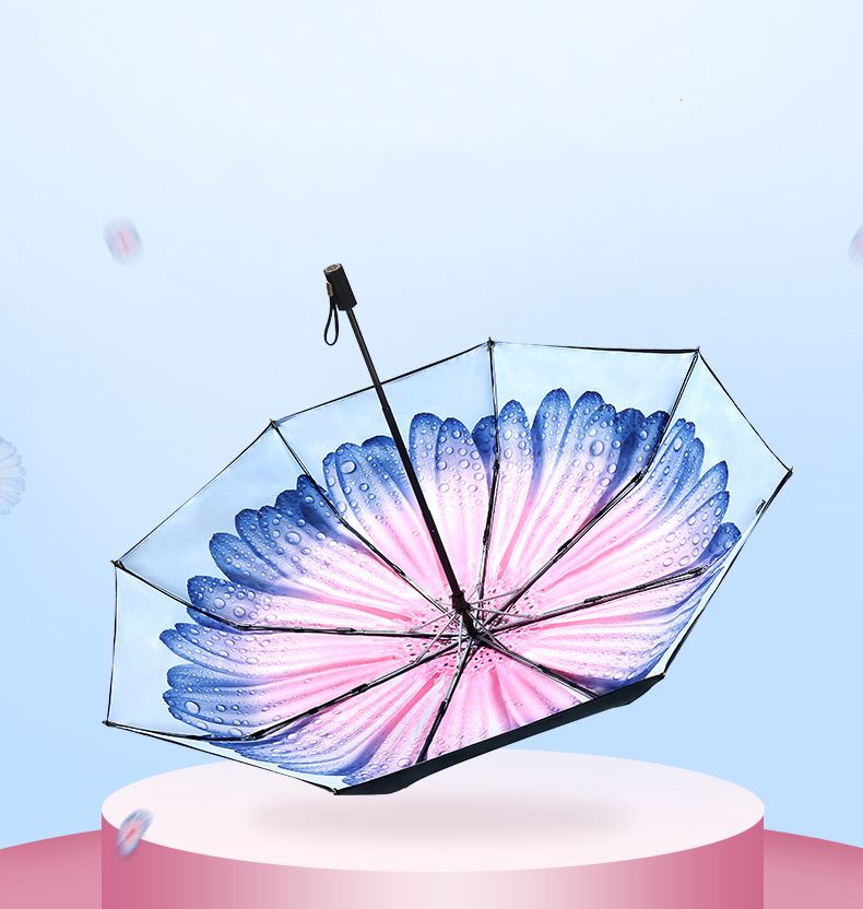 High quality compact umbrella with UV-resistant high-tech handles Apricot blush (blue sky)