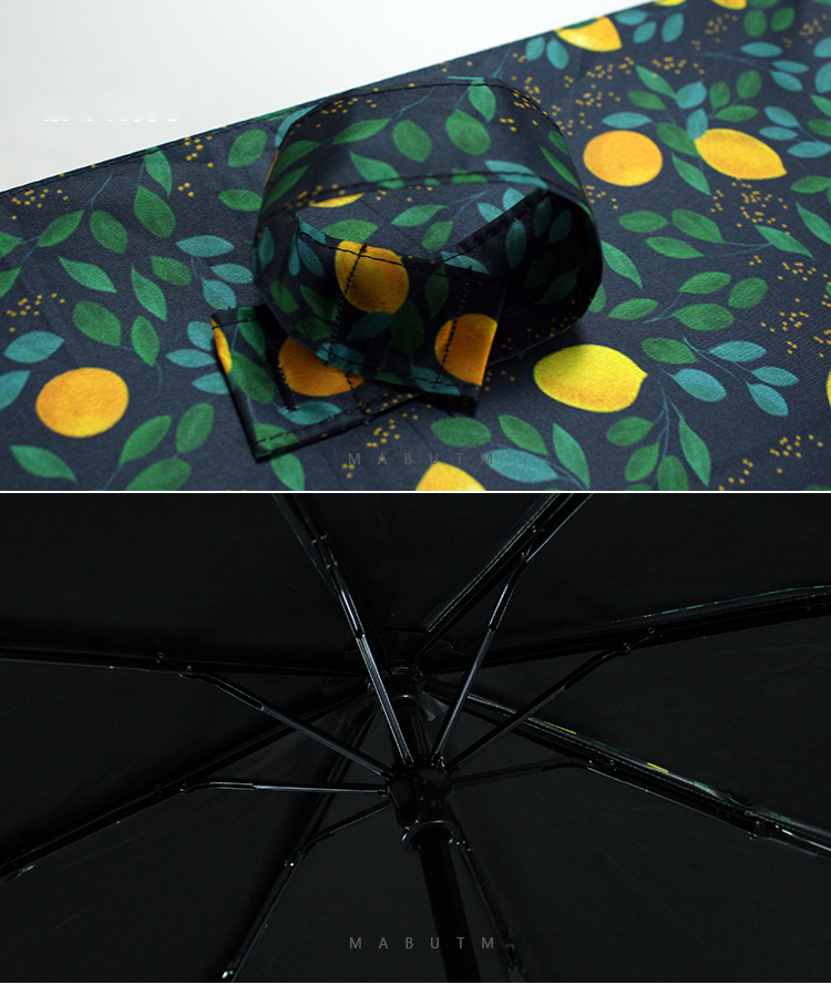 Ô dù cầm tay cao cấp Hongkong chống tia UV họa tiết chanh vàng lá xanh