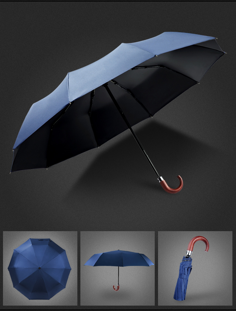 [AUTOMATIC UMBRELLA] Automatic Umbrellas  high-grade anti-UV handles curved wood (Bue)