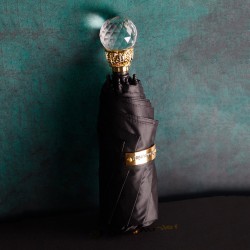Black Mini Crystal [TÍ HON - SIÊU SANG] Ô dù cầm tay cao cấp tí hon mini sang trọng tay cầm pha lê