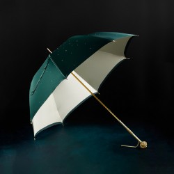 Diamond on Umbrella surface - Dark Green [SIÊU SANG-CÁN DÀI] Ô dù cầm tay cao cấp siêu sang, cán dài, tay cầm cẩn hạt, đính hạt trên tán