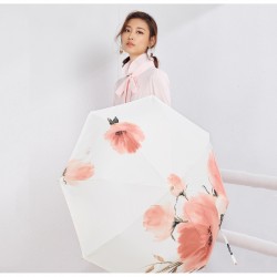 Draw Flower - White Gum Rose Umbrella - [SIÊU SANG - GẤP 3] Ô dù cầm tay cao cấp siêu sang tay cầm hoa hồng