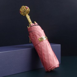 Exquisite Ball-Pink - [SIÊU SANG - GẤP 3] Ô dù cầm tay cao cấp siêu sang gấp 3 tay cầm tròn tinh tế