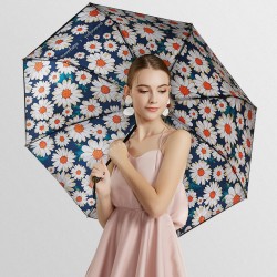 High quality compact umbrella with high UV protection White Daisy