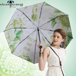 High quality compact umbrella Hong Kong high-end handheld anti-UV white flowers